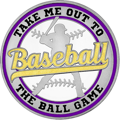 Gold "Baseball" with Purple Outer Circular Borders